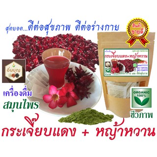 กระเจี๊ยบแดง ผสม หญ้าหวาน 100 % (ชาชง 1 กล่อง / 30 ซอง)  สินค้าพร้อมส่งครับ