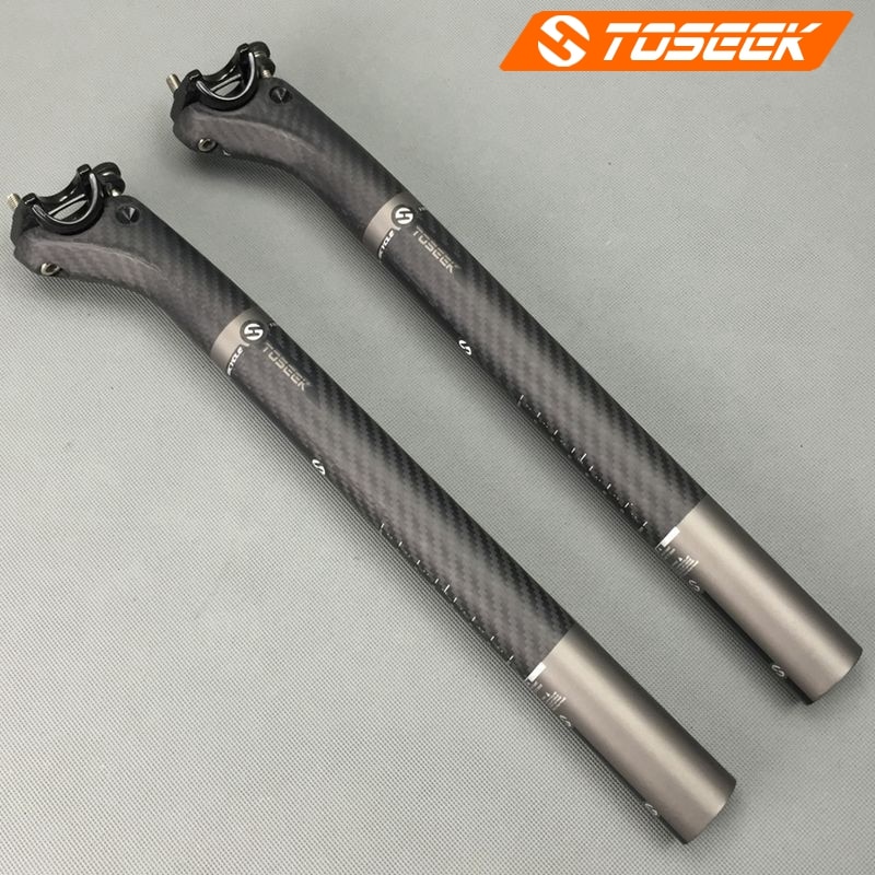Toseek 3K คาร์บอน Fibre Seatpost จักรยานจักรยานเสือภูเขาที่นั่งโพสต์ MTB จักรยานอะไหล่ 27.2/30.8/31.6*350/400 มม. Offset 20 มม.