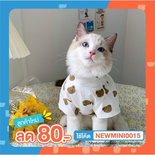 [🚚 พร้อมส่ง] เสื้อยืดแมวแขนสั้น ลายหมี  Cat Clothes Bear Pattern T-Shirt เสื้อผ้าแมว ชุดแมว ลายหมี