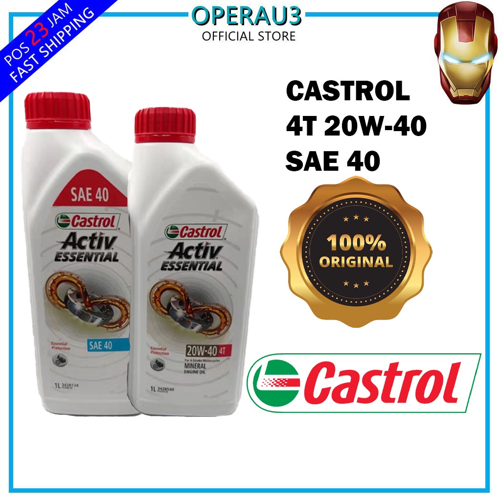 4T CASSTROL GO 20W40 SAE 40 ACTIVE ESSENTIAL 20W40 SAE-40 น้ํามันเครื่อง 1LITER รถจักรยานยนต์