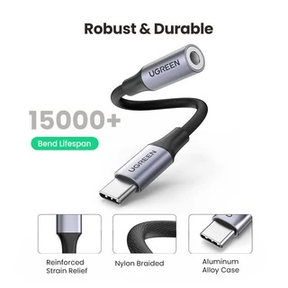 UGREEN อะแดปเตอร์แจ็คหูฟัง USB Type C เป็น 3.5 มม. ตัวเมีย USB C เป็น Aux ชิป DAC สําหรับ Pixel 4 3 2 XL iPad 5 4 iPad Mini 6