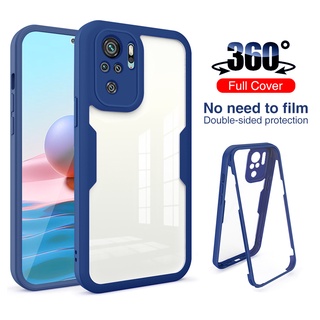 360 Full Body Protection Case For Xiaomi Redmi Note 9 10 Pro Max 10S 9S 10X 4G K40 Pro+ Poco F3 X3 NFC M3 Pro 5G Bumper Soft Silicone Transparent Back Cover Camera Lens Protection Shockproof Armor Casing