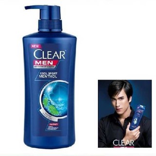 Clear Men shampoo Cool menthol เคลียร์ แชมพู ชาย สูตรเย็น สดชื่น (สีน้ำเงิน-ฟ้า) 410 มล
