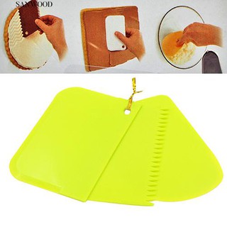 3 ชิ้นเครื่องขูดเศษแป้งเค้กDécor Plain เรียบราบเรียบ Jagged Spatulas