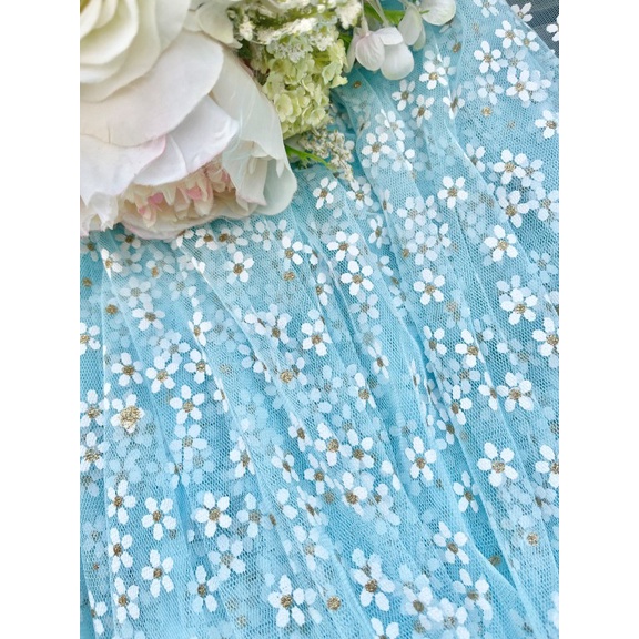 🔥เติม🔥 ผ้ามุ้ง ผ้าตาข่าย ฉากถ่ายสินค้า พร๊อพถ่ายสินค้า ลายดอกเดซี่ หน้ากว้าง 150Cm ผ้าเมตร ราคาต่อหลา มุ้งเดซี่ ซากุระ - รูปที่ 2