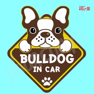 สติ๊กเกอร์ติดรถยนต์ DIC10 สติ๊กเกอร์ ติดรถ Bulldog Dog In Car สติ๊กเกอร์ติดรถ แต่งรถ car sticker