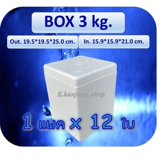 📌 กล่องโฟม ขายยกแพ็ค กล่อง 3 กก. (12ใบ) ขนาด 19.5*19.5*25.0 cm.