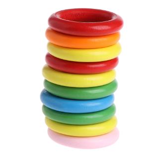 yoodada 10 Pcs/Bag Wood Rings Parrot Toys Accessories Colorful DIY Pet Ornament Random Color