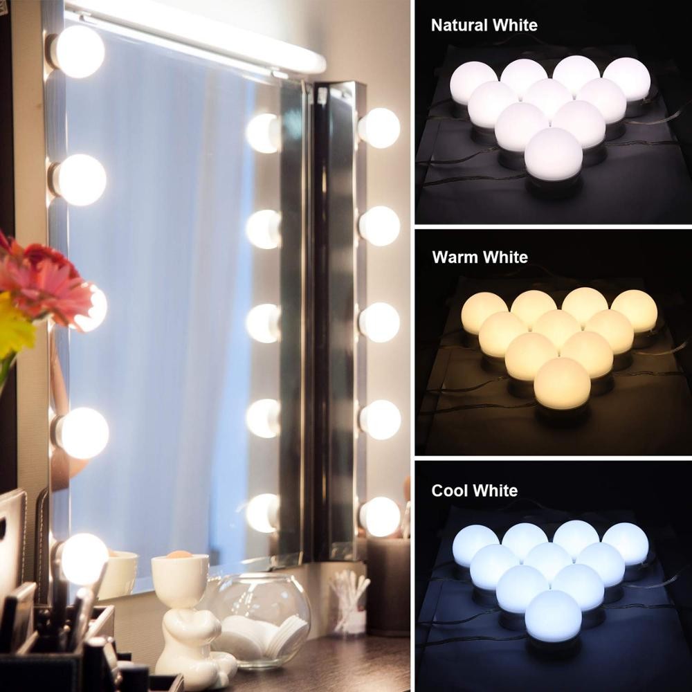10 Led Bulb Hollywood Makeup Mirror, Cool White Vanity Light Bulbs