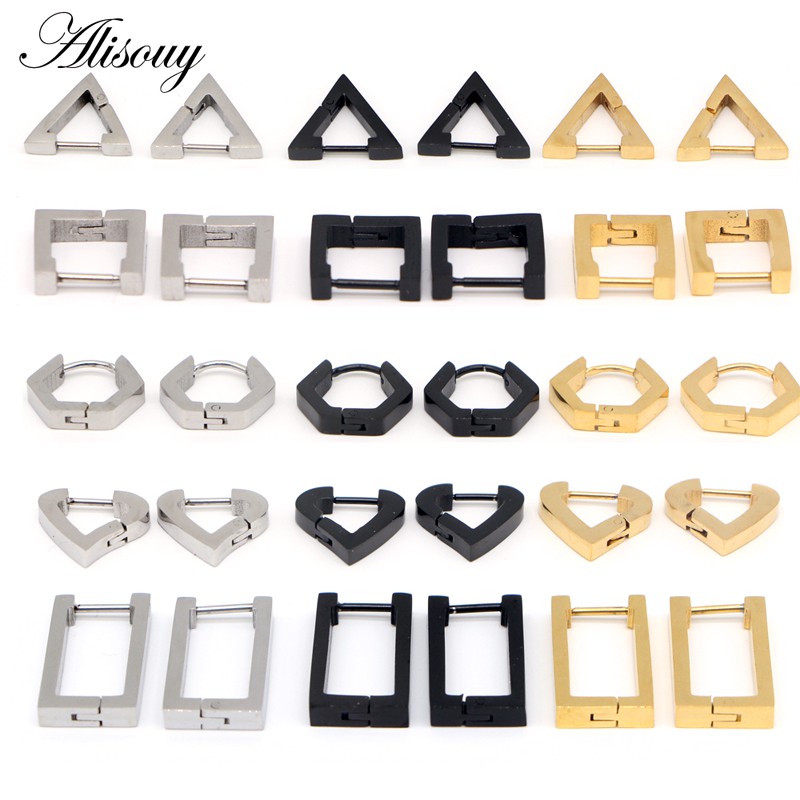 ต่างหูสแควร์ Rhombus สแตนเลส เหมาะสำหรับทั้งผู้ชายและผู้หญิง