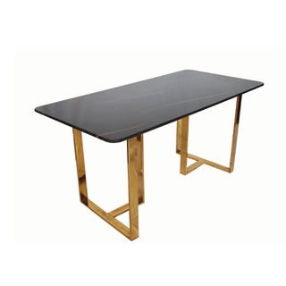 โต๊ะทานอาหารท็อปหิน CALINA รุ่น ADS-XT-M116L6 ขนาด 160 x 80 ซม. สีดำ