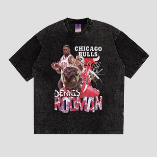 เสื้อยืด โอเวอร์ไซซ์ พิมพ์ลาย Chicago Bulls Dennis Rodman