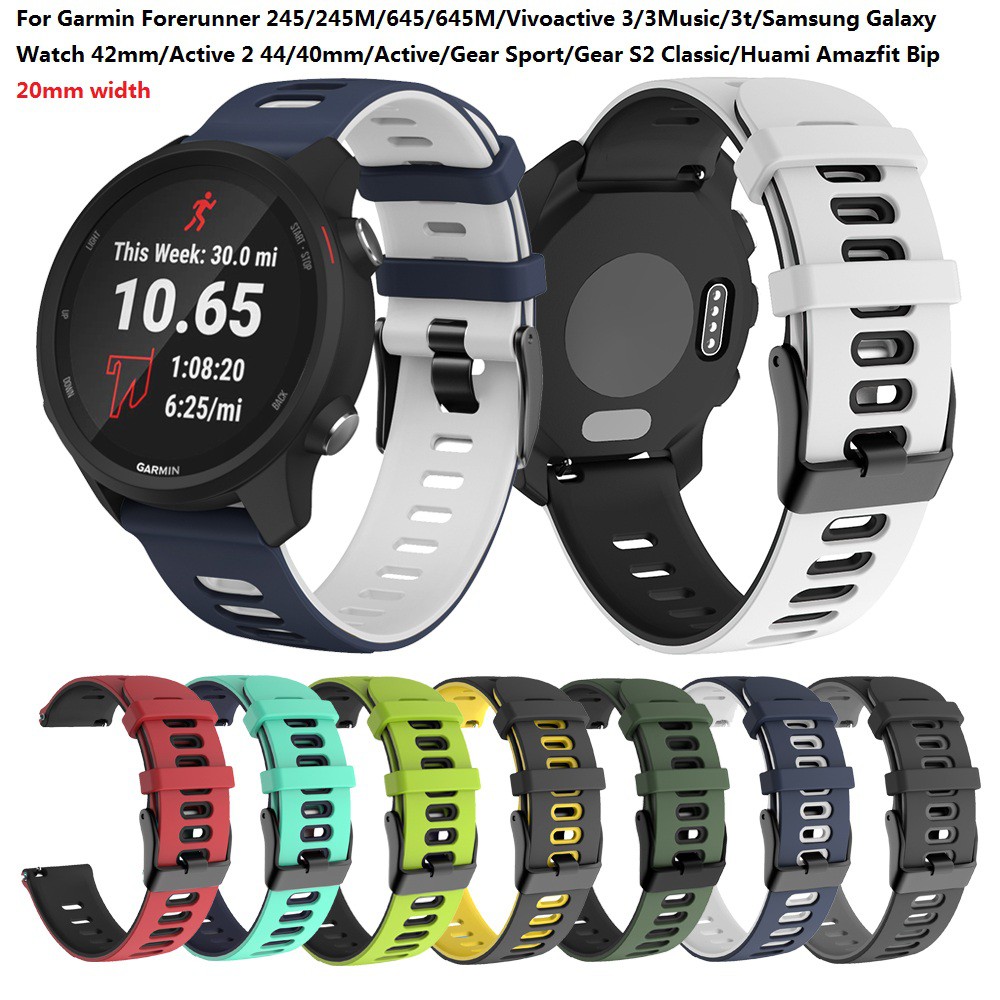 สายนาฬิกาข้อมือ ซิลิโคน สำหรับ garmin forerunner 245 245m 645 vivo active 3 3m 3t 20 มม.