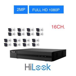 ชุด 16 กล้องวงจรปิด HiLook คมชัด 2 ล้านพิกเซล 1080P กล้องTHC-B120จำนวน16ตัว เครื่องบันทึกDVR-216G-F1 DVR 16 CH จำนวน1ตัว