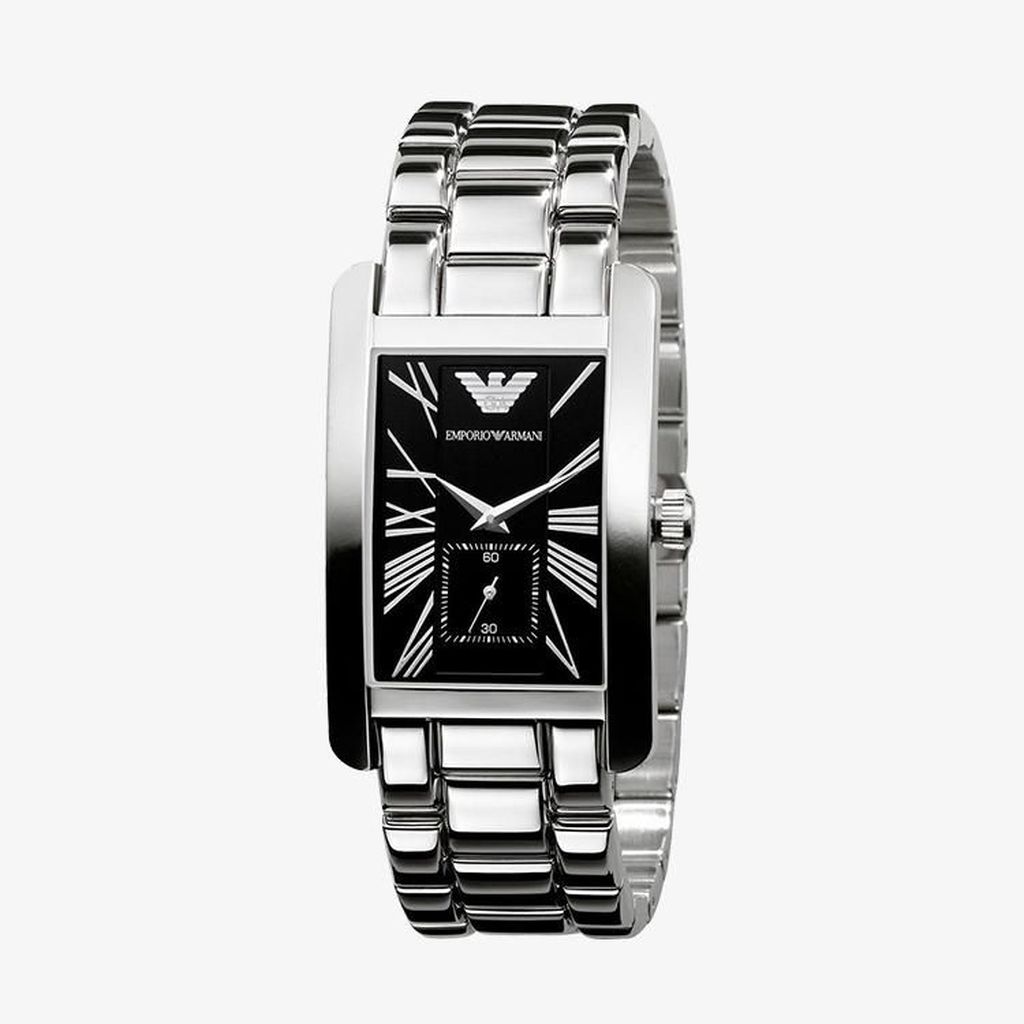 Emporio Armani นาฬิกาข้อมือผู้ชาย Classic Black Dial Silver รุ่น AR0156