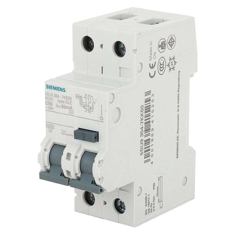 เบรกเกอร์ เมนเบรกเกอร์ RCBO SIEMENS 50A 2P 30mA เบรกเกอร์ ตู้ไฟ งานระบบไฟฟ้า MAIN BREAKER RCBO 50A 2