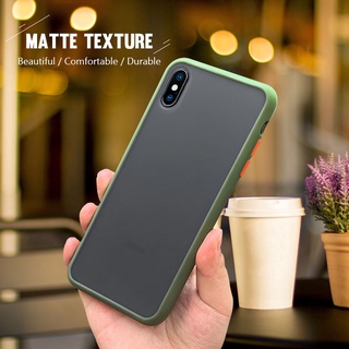 Iphone Case 11 Pro XS Max X XR 8 7 6 6s Plus TPU เคลือบด้าน ด้านหลังแข็ง ซิลิโคนนิ่ม ขอบยาง กันกระแทก เคส iphone เคสป้องกัน