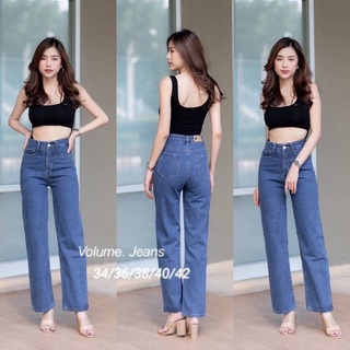 34-42 volume jeans กางเกงยีนส์ทรงกระบอก ยาว 40 นิ้ว ผ้าไม่ยืด