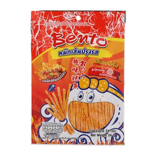 เบนโตะหมึกเส้นปรุงรสชุบน้ำจิ้มรสแม็กซิกันบาร์บีคิว 24กรัม Bento Squid Snack Mexican Flavored Seasoned Squid Snack 24g.