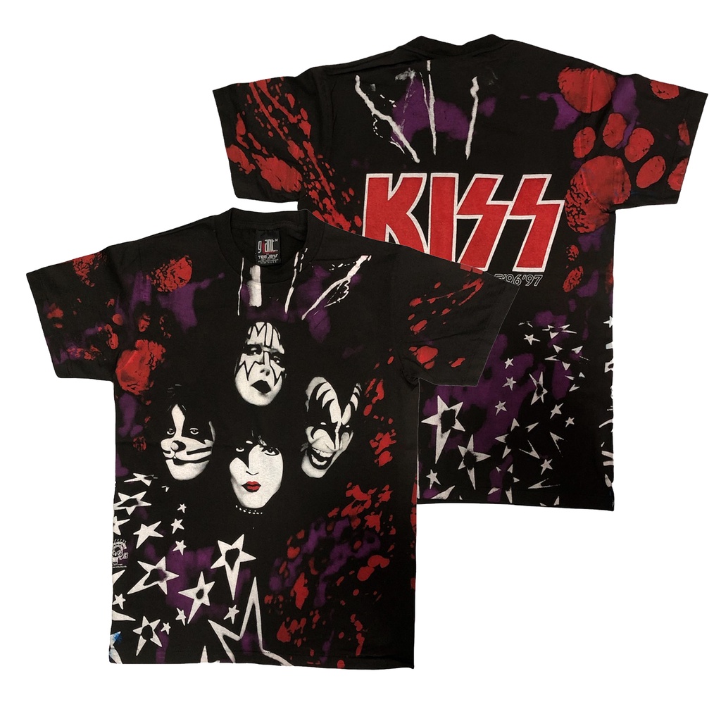 เสื้อวง KISS ลายโอเวอร์ปริ้น ตะเข็บเดี่ยว สไตล์วินเทจ เสื้อ OVP