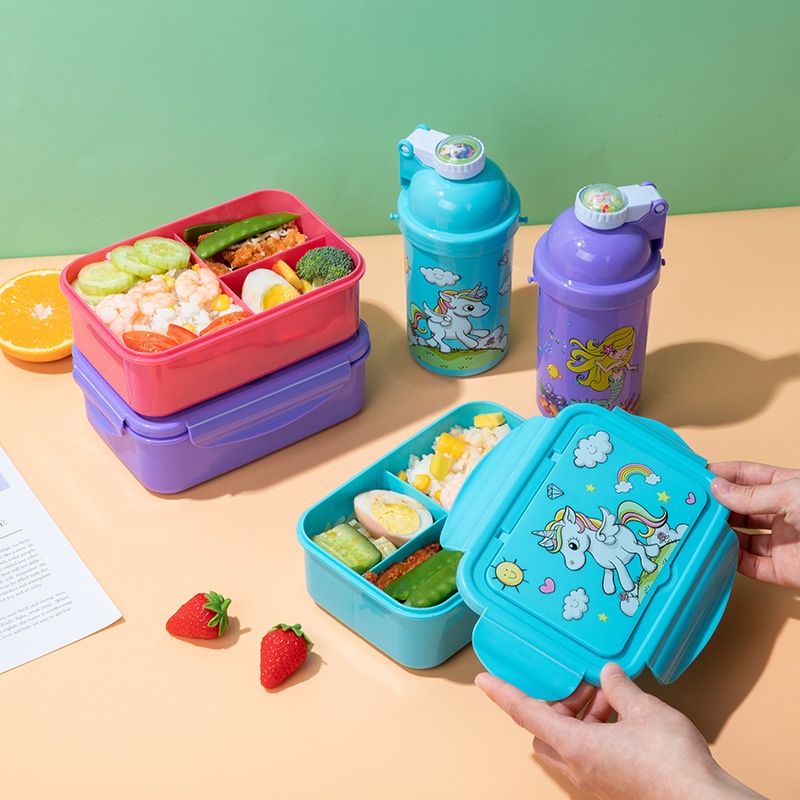 ปิ่นโตใส่อาหาร กล่องข้าวเด็ก กล่องข้าวน่ารัก 2 in 1 กล่องข้าวเข้าไมโครเวฟได้ lunch box กล่องข้าวใหญ่