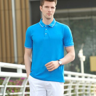 เสื้อโปโลชาย เสื้อคอปกชาย/หญิง คอปกรัดแขนคลิบ ผ้านิ่ม สบายตัว PoLo (สีฟ้า)