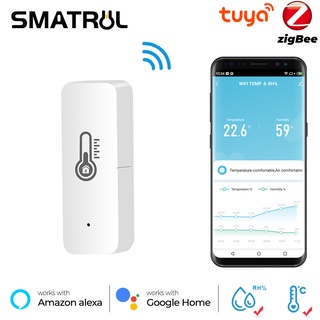 Smatrul Tuya Zigbee เครื่องวัดอุณหภูมิความชื้นในร่ม ระบบเซนเซอร์ รองรับ Alexa Google Home