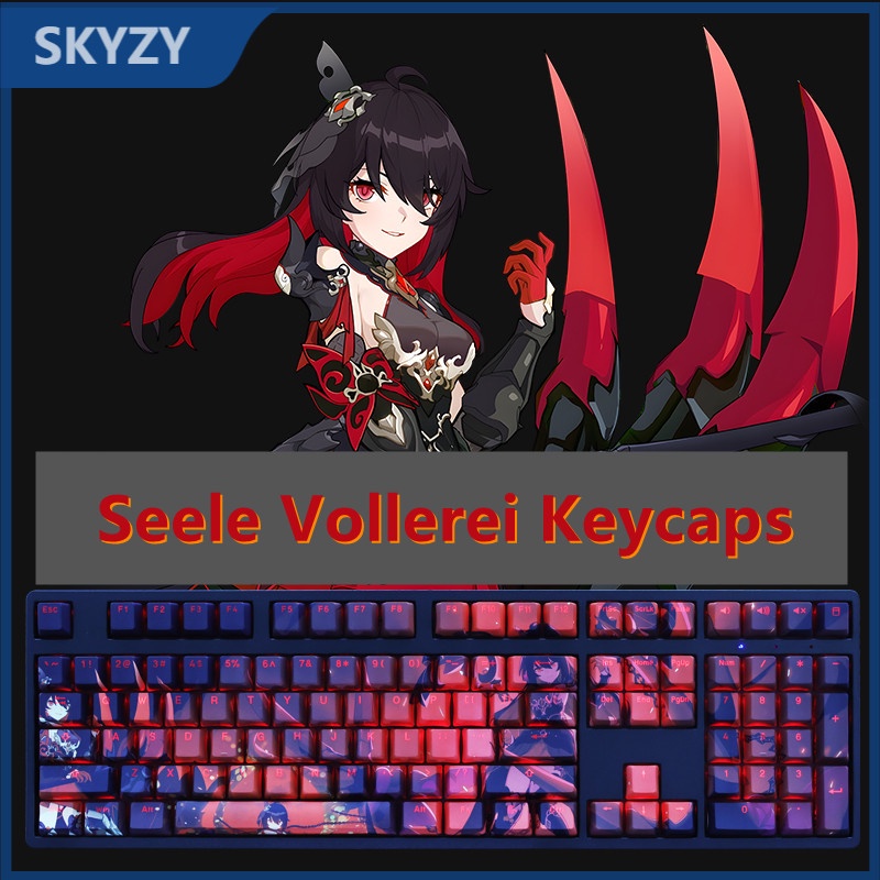 Seele Vollerei Keycaps Cherry Profile Honkai Impact 3 อะนิเมะ PBT Dye Sub เชิงกล คีย์บอร์ด RGB Keycap