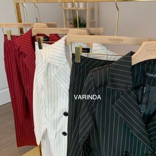 พร้อมส่ง👔 stripe blazer+plants👖varinda 017