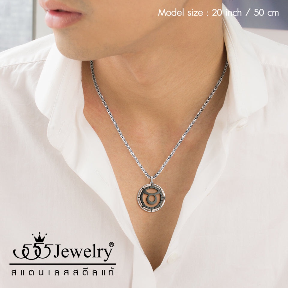 555jewelry จี้พร้อมสร้อยคอ Zodiac สแตนเลสสตีล แท้ 12 ราศี ดีไซน์ สวยเท่ ไม่เหมือนใคร รุ่น MNC-P969 - ราศีพฤษภ Taurus