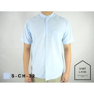คอจีน/แขนสั้น (สีอ่อน) M/L/XL ผ้า OXFORD - SHIRT LAND เสื้อเชิ้ตผู้ชาย Short Sleeve Chinese Mandarin Collar Shirt