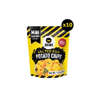 IRVINS Mini Craving Potato Chips Set มินิ มันฝรั่งทอดกรอบเคลือบไข่เค็ม ขนาด 50 กรัม x 10 ถุง