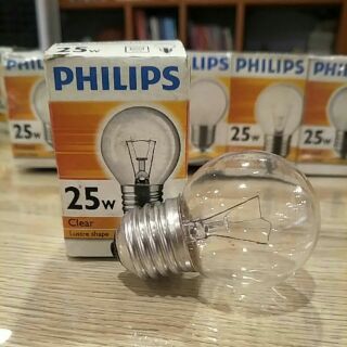 หลอดปิงปองใส แสงเหลือง 25W 220-240V ขั้วเกลียว ฟิลลิฟ **เลิกกิจการ**