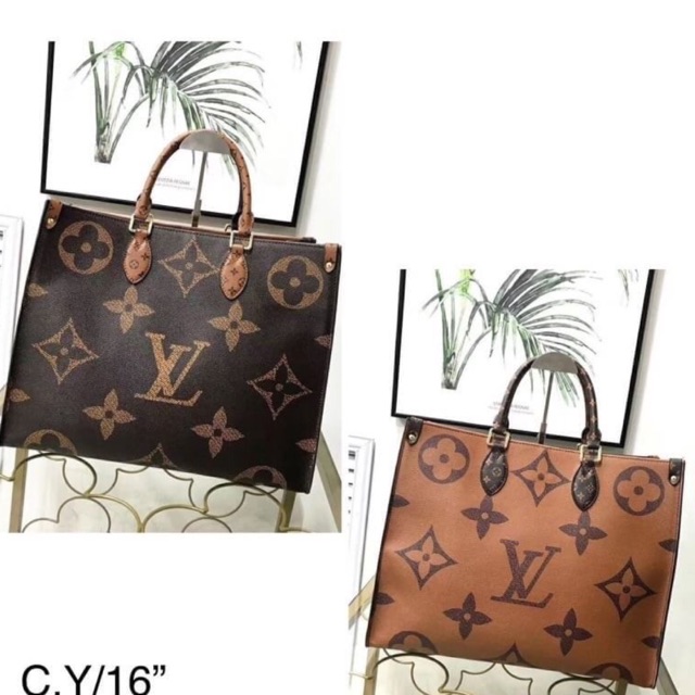 LV กระเป๋าหลุยส์ Louisvuitton ไซค์16” หลุยส์ช้อปปิ้ง กระเป๋าช้อปปิ้ง on the go