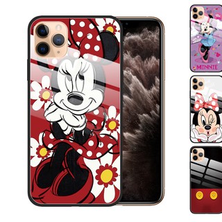 iPhone 12 11 Pro Max XS XR X Case iPhone 8 7 Plus iPhone SE 2020 6S Phone kaso ng Case Mini Mouse Mickey Tempered Glass Cover Anti-Scratch