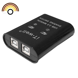 It -Well Usb 2 In 1 Out Printer , 2 - Port Manual Kvm อะแดปเตอร์แปลงสายเคเบิ้ลสีดํา