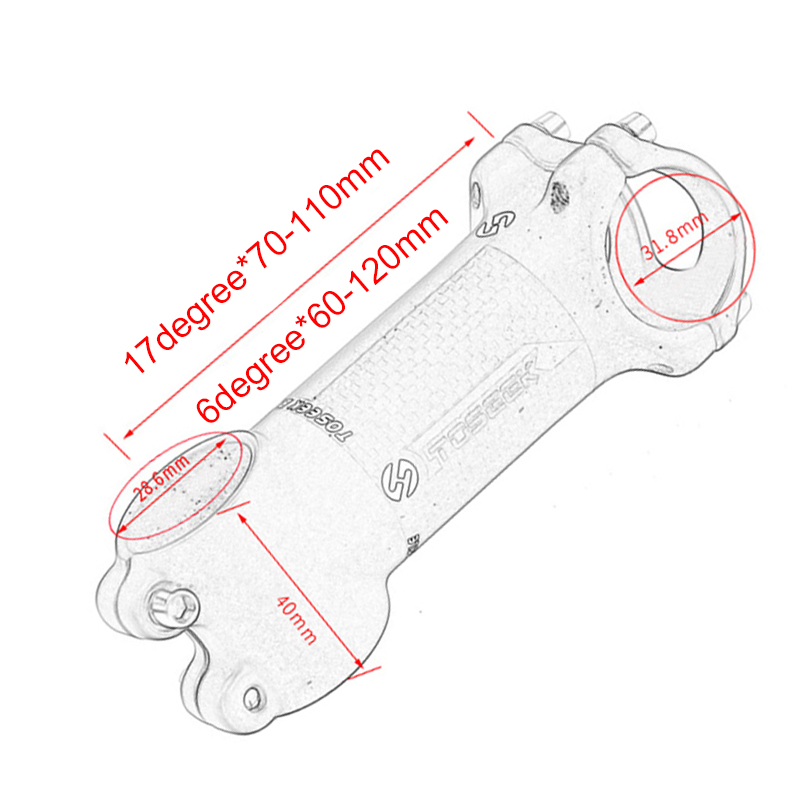 TOSEEK Stem Road Bike Stem Carbon MTB 31.8 จักรยาน Stem 6 17 องศา 60-120 มม.ขี่จักรยานอุปกรณ์เสริม - รูปที่ 2