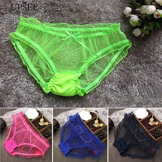 * ดูผ่านกางเกงตาข่าย Bowknot Sheer Knickers ชุดชั้นใน