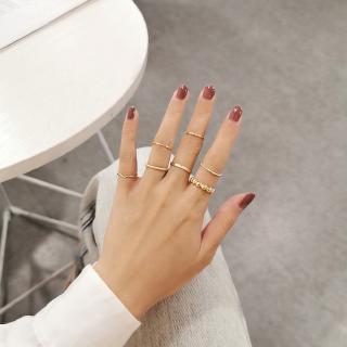 7Pcs Exquisite Wild Rings Set Simple Fashion Cool Trend Women Jewelry