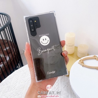 ❤️‍🔥สั่งทำ เคสใส่ชื่อพื้นใสหน้ายิ้มตำแหน่งที่7 i13 pro max s22 ultra note20 a53 a73 reno7 v23 เคสกันกระแทก