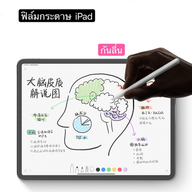 New!! ฟิล์มสำหรับไอแพด สำหรับmini5,Pro 9.7,10.2 Pro 10.5 Air1,Air2,Air3 ฟิล์มใส เขียนลื่น
