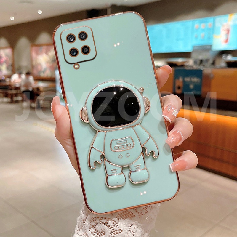 เเคส Samsung Galaxy A22 4G M22 M32 4G เคสนักบินอวกาศ 6D ชุบ ซิลิโคนฝาครอบโทรศัพท์นุ่มพร้อมที่วางขาตั้ง