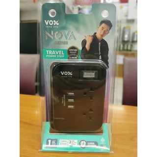 ปลั๊กไฟ มอก.VOX TS-213U(2134) NOVA SERIES (2ช่องเสียบ 1 สวิตซ์ 3 USB) (3.1A Max) 1 เมตร (สีขาว,ดำ)(สินค้า 1 ชิ้นต่อ 1 คำ