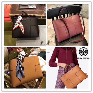 F.A (ของแท้ 100%) TB 302  Tory Burch BLOCK-TRIPLE-COMPARTMENT TOTE กระเป๋าถือสุภาพสตรี / กระเป๋าแนวทแยง กระเป๋าถือสุภาพ