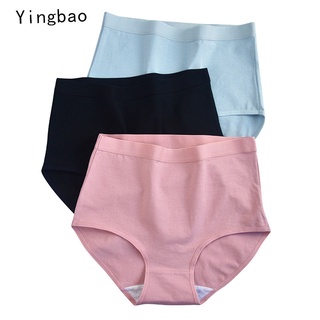 Yingbao M-3XL กางเกงชั้นใน เอวสูง ผู้หญิง พลัสไซซ์ กางเกงชั้นใน ผ้าฝ้าย แม่ ลูล่าร์ ดาลัม วานิต้า กางเกงในผู้หญิง สไตล์ญี่ปุ่น สีพื้น