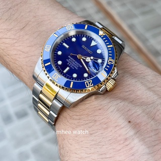 Seikomod Submarine Date Blue Dial Two Tone Automatic Sapphire สวยมาก