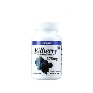 LYNAE Bilberry Premium Extract 375 mg 60 Capsule Vitamin USA ไลเน่ สารสกัดจากบิลเบอร์รี่ ช่วยปรับการมองเห็น ควบคุมน้ำตาล