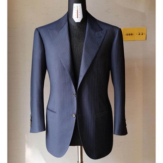 Classic Navy Stripe 3 Piece Slim Fit Coat Pant Suit for Men Italian