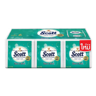 🔥The Best!! SCOTT กระดาษทิชชู่ รุ่น คลีนแคร์ ป๊อป-อัพ 60 แผ่น (แพ็ค 6 ม้วน) สีขาว Facial Tissues