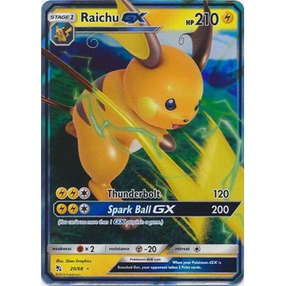 การ์ดโปเกมอน TCG Raichu GX SM โชคชะตาที่ซ่อนอยู่ 20/68 Ultra